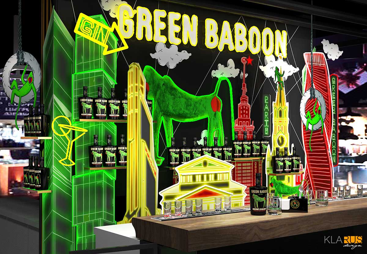 Брендирование бара в стилистике бренда Green Baboon 3