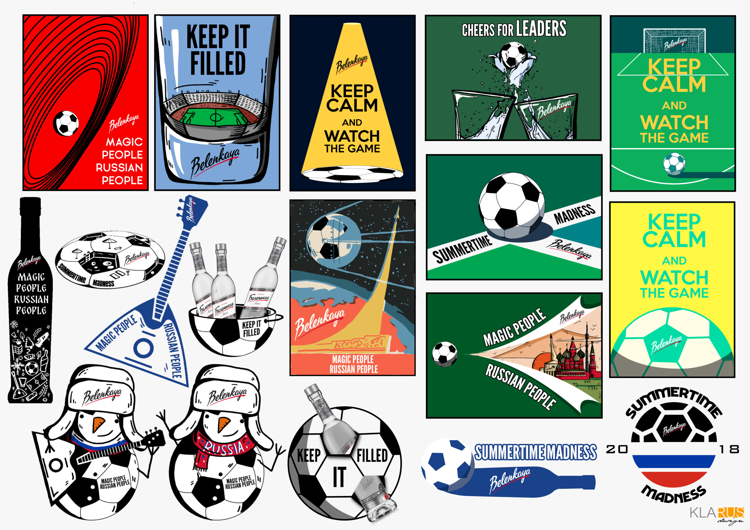 Стикеры бренда Беленькая, посвящённые проведению Чемпионата Мира по футболу в России в 2018 году